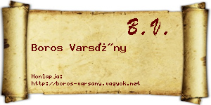 Boros Varsány névjegykártya