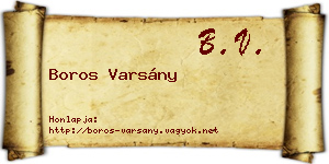 Boros Varsány névjegykártya